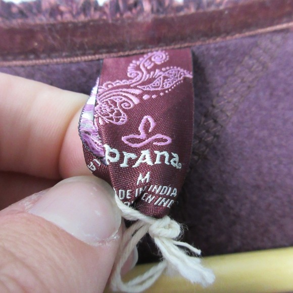 Prana Demure Cardigan Women M Purple LS Open Front Draped Knit Trim Boho 494 - Picture 3 of 13